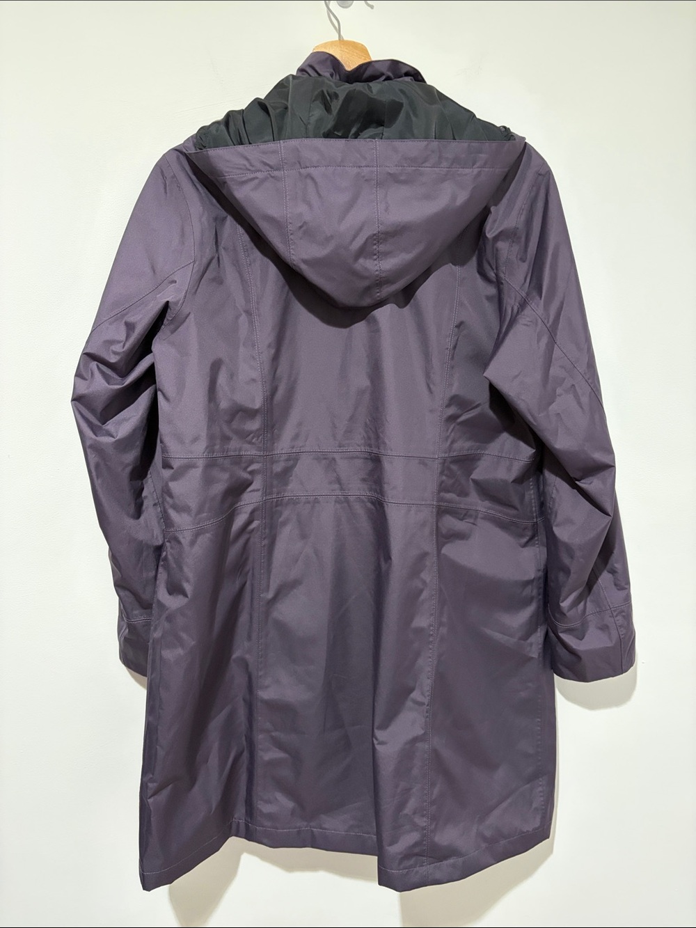 Eddie Bauer Women's Purple Trench Coat "Girl on the Go" Hooded Waterproof Size L - Picture 3 of 16